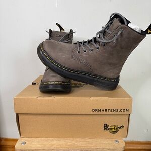 DR. MARTENS CREWSON NUBUCK BUFFBUCK AND LEATHER EVERYDAY BOOTS WOMEN GUNMETAL 6